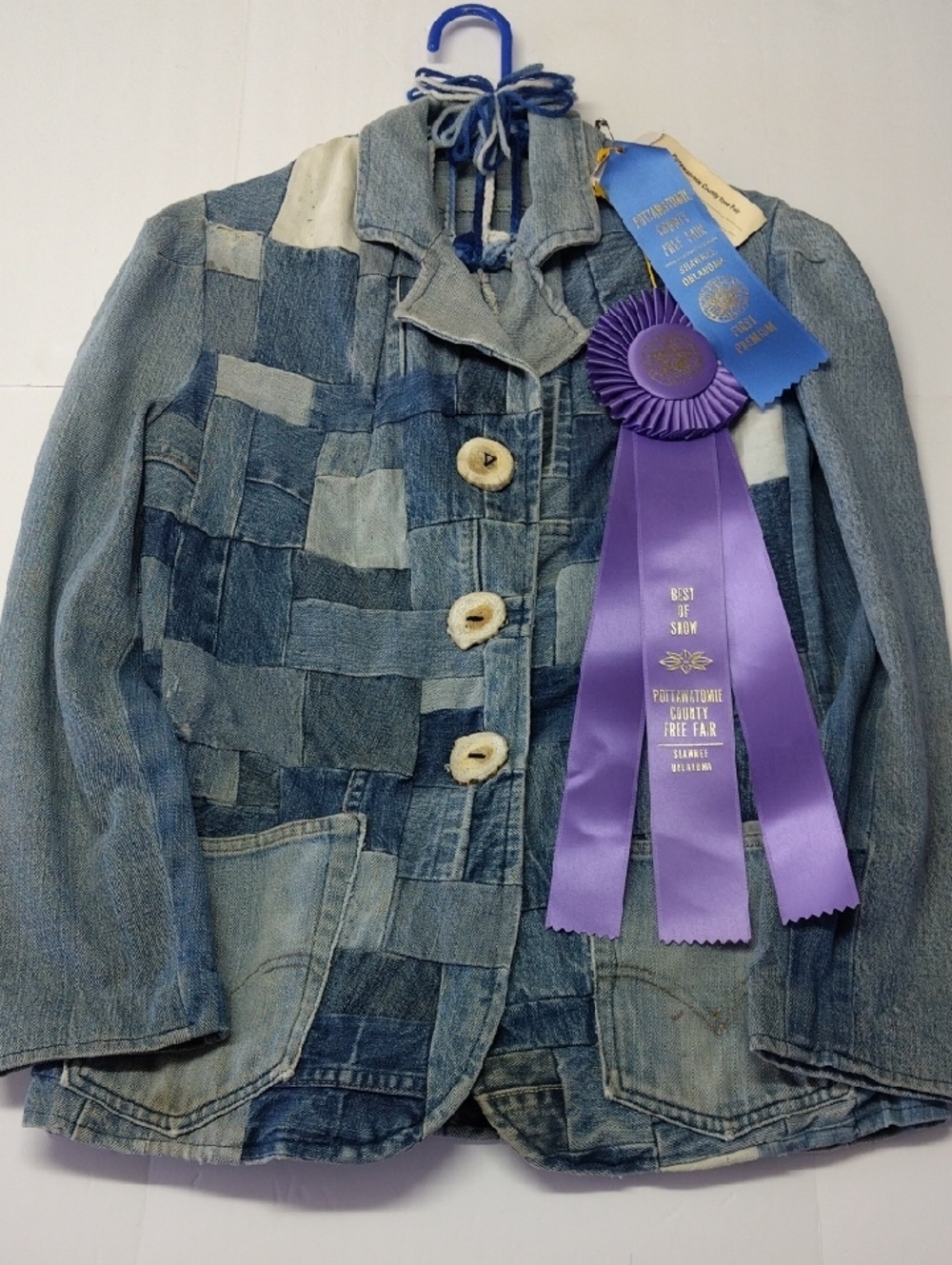 Patchwork Denim Jacket in Blue - Unbranded
